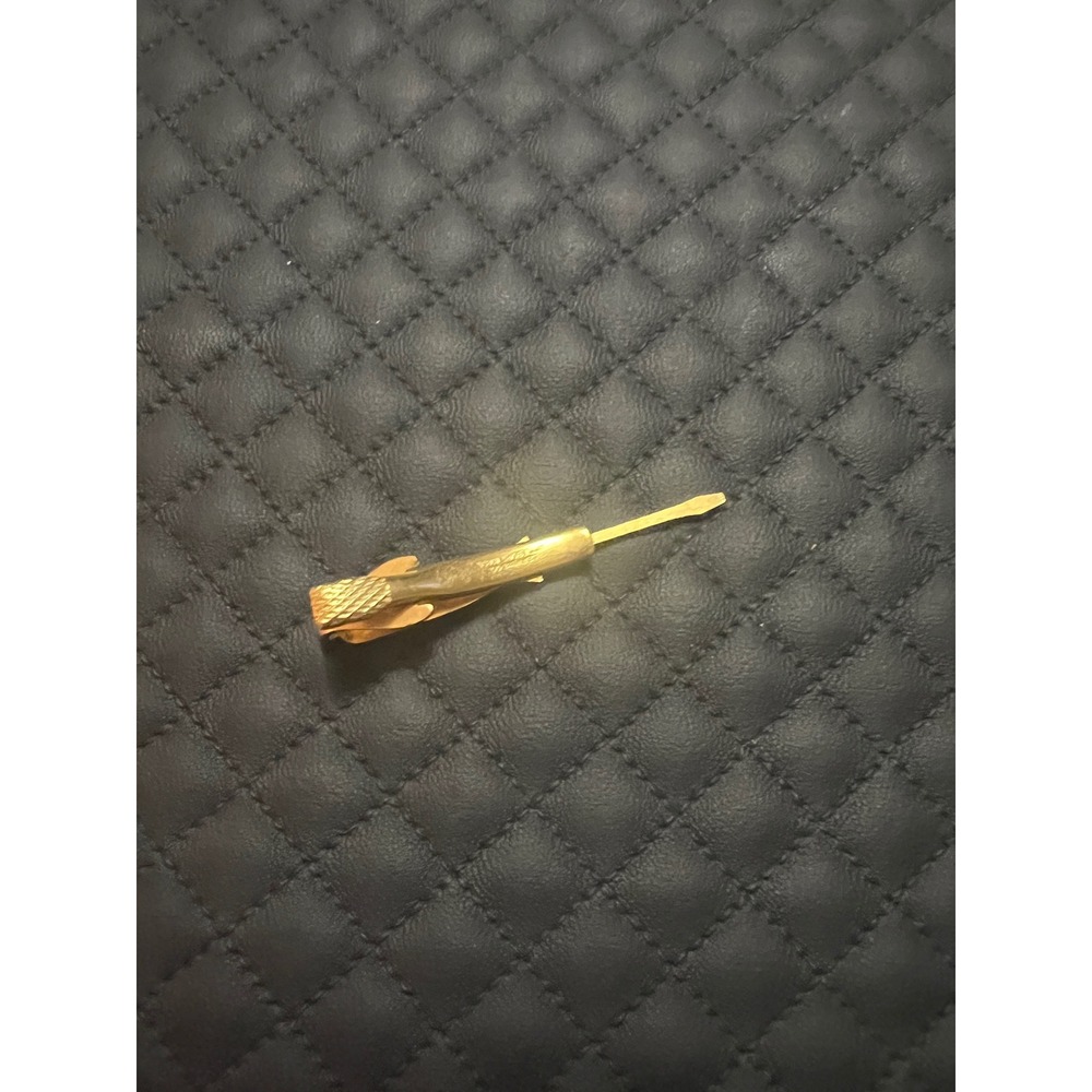 Vintage Snap-on Screwdriver Tie Clip Gold Tone Leavens Co Tool Accessory